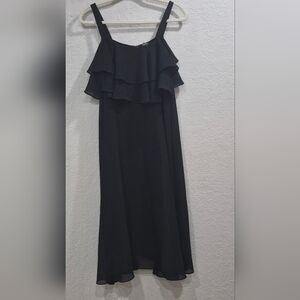 Vintage Caron ChicagoElegant Black Ruffle Sheer Top Cover/dress L/XL